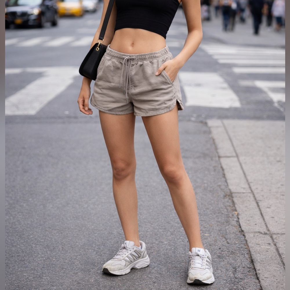 Women’s Drawstring Casual Shorts — Taupe